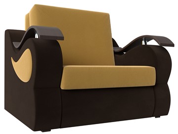Кресло раскладное Меркурий (60), Желтый\коричневый (Микровельвет\Экокожа) в Кемерово