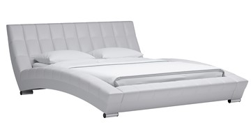 Двуспальная кровать Оливия 160 арт. Марика 483 к/з (белый) с основанием в Кемерово