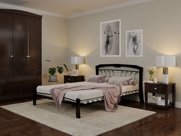 Двуспальная кровать Муза 4 Лайт, 1600, черный/шоколад в Кемерово