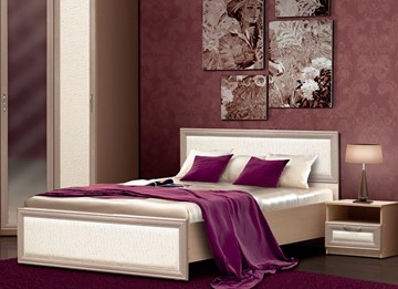 Кровать спальная Камелия, 1600, шимо светлый/белый кожзам в Кемерово