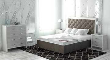 Кровать 2-х спальная Сарма Манхэттен 160х200 (с основанием), высота спинки - 130 см в Кемерово