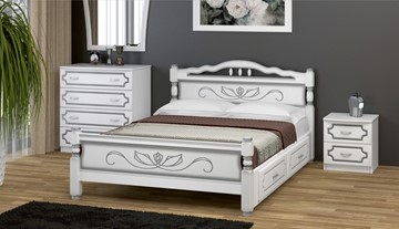 Кровать с выкатными ящиками Карина-5 (Белый Жемчуг) 160х200 в Кемерово