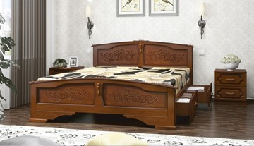 Кровать с выкатными ящиками Елена (Орех) 140х200 в Кемерово