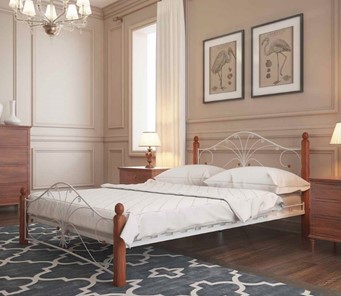 Спальная кровать Фортуна 1, 1600, белый/махагон в Кемерово