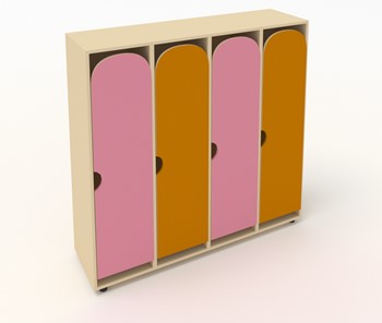 Распашной детский шкаф ШГ4У Беж+Оранжевый+Розовый в Кемерово