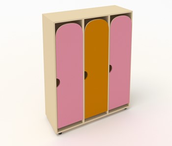Распашной детский шкаф ШГ3 Беж+Розовый+Оранжевый в Кемерово