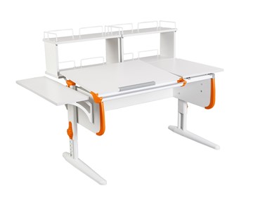 Детский стол-трансформер 1/75-40 (СУТ.25) + Polka_b 1/550 + Polka_zz 1/600 (2 шт.) белый/белый/Оранжевый в Кемерово