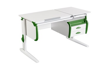 Детский стол-трансформер 1/75-40 (СУТ.25) + Tumba 3  белый/белый/Зеленый в Кемерово