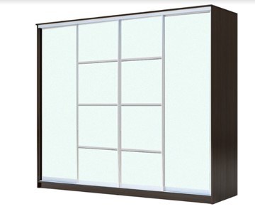 Шкаф 4-х дверный ХИТ 22-24/2-8888, с матовым стеклом, разделительные планки х2, Венге в Кемерово