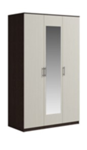 Шкаф 3 двери Genesis Светлана, с зеркалом, венге/дуб молочный в Кемерово