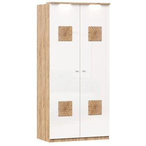 Шкаф двухстворчатый Фиджи с декоративными накладками 659.237, цвет белый в Кемерово
