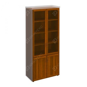 Шкаф для документов со стеклянными дверьми в рамке Мастер, темный орех (90х45х208) МТ 379 в Кемерово