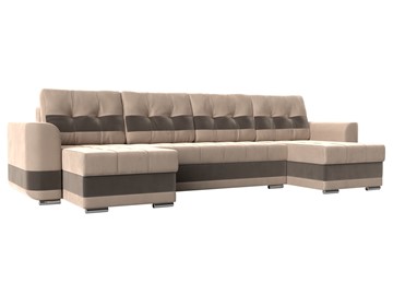 П-образный диван Честер, Бежевый/коричневый (велюр) в Кемерово