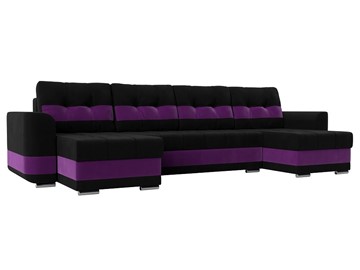 П-образный диван Честер, Черный/фиолетовый (вельвет) в Кемерово