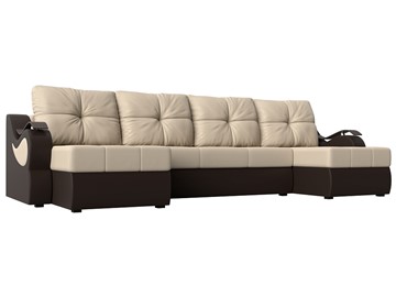 П-образный диван Меркурий П, Бежевый/коричневый (экокожа) в Кемерово