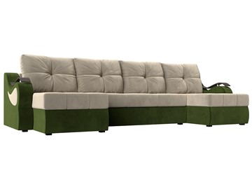 П-образный диван Меркурий П, Бежевый/зеленый (вельвет) в Кемерово