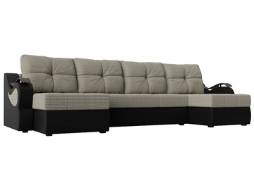 П-образный диван Меркурий П, Корфу 02 (рогожка)/черный (экокожа) в Кемерово