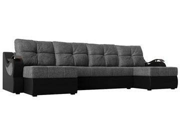 П-образный диван Меркурий П, Серый/черный (рогожка/экокожа) в Кемерово