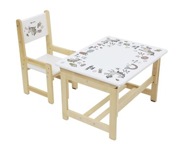 Комплект детской мебели POLINI KIDS ECO 400 SM, ЕДИНОРОГ, 68Х55 СМ, БЕЛЫЙ-НАТУРАЛЬНЫЙ в Кемерово