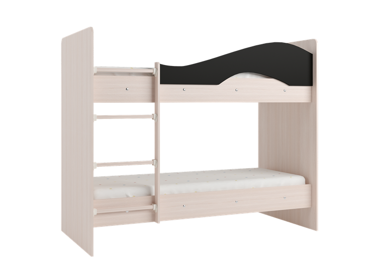 Детская  двухъярусная кровать Мая с 2 ящиками на щитах, корпус Млечный дуб, фасад Венге в Кемерово - изображение 3