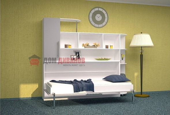 Детская кровать-шкаф Горизонтальная в серых тонах, Белый шагрень/Алюминий (900х2000) в Кемерово - изображение