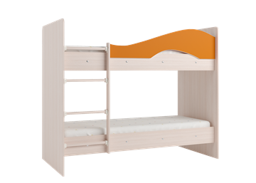 Кровать 2-ярусная Мая с 2 ящиками на щитах, корпус Млечный дуб, фасад Оранжевый в Кемерово - предосмотр 2