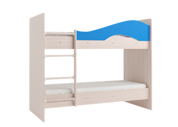 Двухъярусная кровать Мая с 2 ящиками на щитах, корпус Млечный дуб, фасад Синий в Кемерово - предосмотр 2