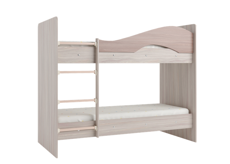 Детская двухэтажная кровать Мая с 2 ящиками на щитах, корпус Шимо светлый, фасад Шимо темный в Кемерово - изображение 2