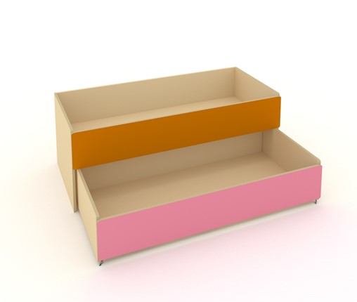 Кровать для детей 2-х уровневая КД-2, Беж + Оранжевый + Розовый в Кемерово - изображение