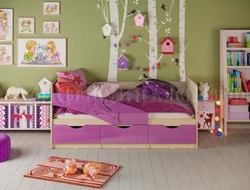 Детская кровать Дельфин, Фиолетовый глянец 80х180 в Кемерово
