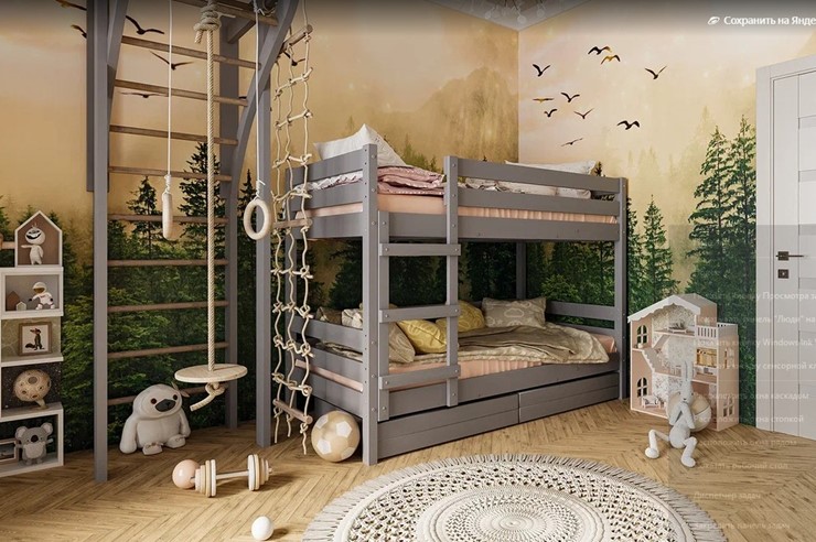 Кроватка Джуниор двухъярусная с ящиками (Антрацит) в Кемерово - изображение 1