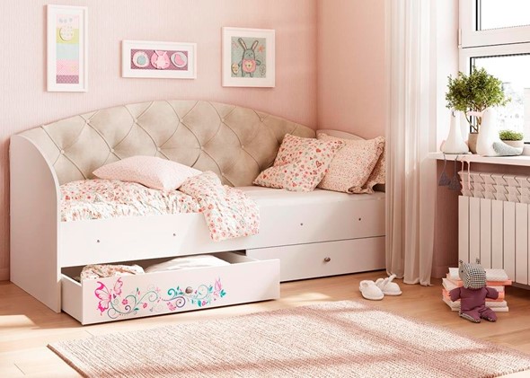 Кровать детская односпальная Эльза без бортика, Бежевый (латы) в Кемерово - изображение