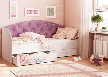 Детская кровать Эльза без бортика, Фиолетовый (латы) в Кемерово