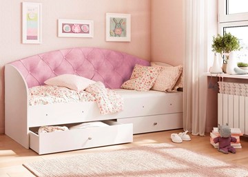 Кровать детская Эльза без бортика, Розовый (латы) в Кемерово
