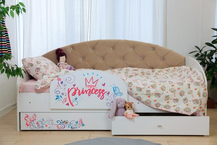 Детская кровать Эльза с бортиком, Бежевый (щиты) в Кемерово - изображение 5