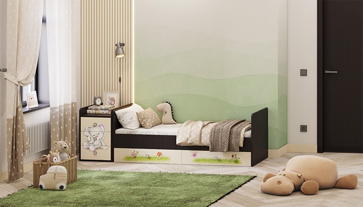 Детская кровать Фея 1100 Зайчонок Венге-бежевый в Кемерово - изображение 5