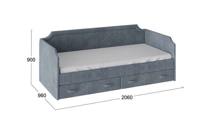 Кровать подростковая Кантри Тип 1, ТД-308.12.02 (Замша синяя) в Кемерово - изображение 2