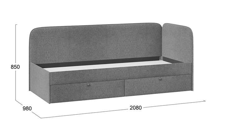 Подростковая кровать Молли тип 1 (90), Микровелюр Scandi Graphite 22 в Кемерово - изображение 3