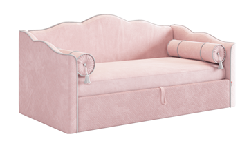 Кроватка с подъемным механизмом Лея (Софа) 90х200 (нежно-розовый (велюр)/галька (велюр)) в Кемерово