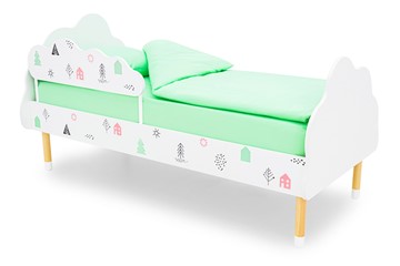 Кровать в детскую Stumpa Облако "Домики розовый, бирюзовый" в Кемерово