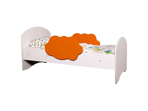 Кровать с бортиками Тучка, корпус Белый, фасад Оранжевый в Кемерово - изображение