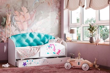Детская кровать Звездочка с бортиком, Бирюза в Кемерово
