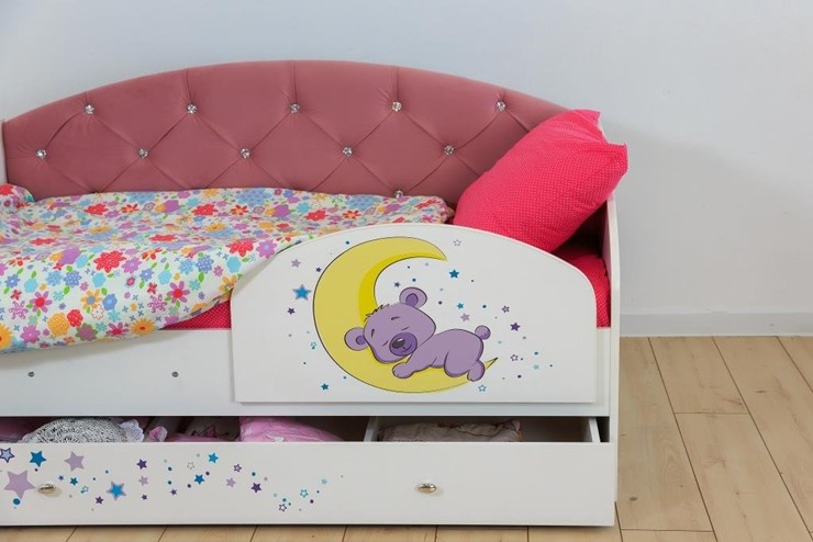 Кровать с ящиками Звездочка с бортиком, Розовый в Кемерово - изображение 7