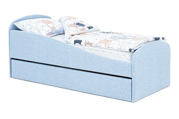Мягкая кровать с ящиком Letmo небесный (рогожка) в Кемерово