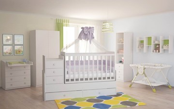 Кровать для новорожденных с комодом POLINI Kids Simple 1100 Белый в Кемерово - предосмотр 4