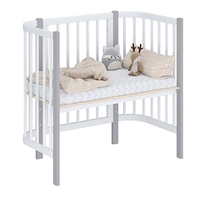 Кроватка детская приставная POLINI Kids Simple 105 Белый / Серый в Кемерово - предосмотр 1