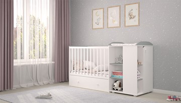 Детская кровать с комодом POLINI Kids Ameli 800 Белый / Серый, серия AMELI в Кемерово - предосмотр 2