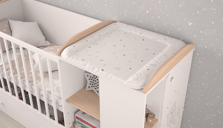 Многофункциональная кровать с комодом POLINI Kids French 800 TEDDY Белый / Дуб пастельный в Кемерово - изображение 6
