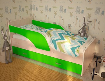 Детская кровать Максимка, корпус Млечный дуб, фасад Салатовый в Кемерово - предосмотр