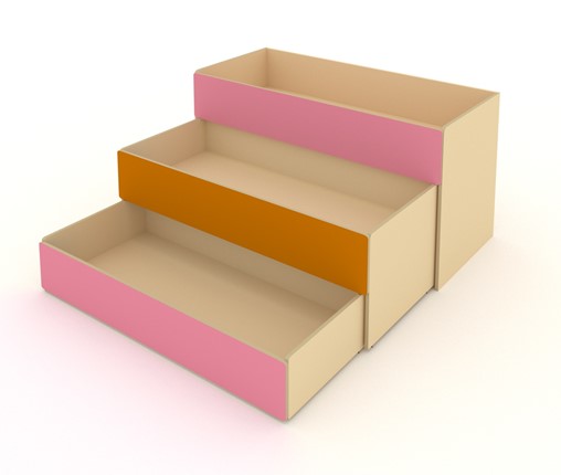 Кровать для детей 3-х уровневая КД-3, Беж + Розовый + Оранжевый в Кемерово - изображение